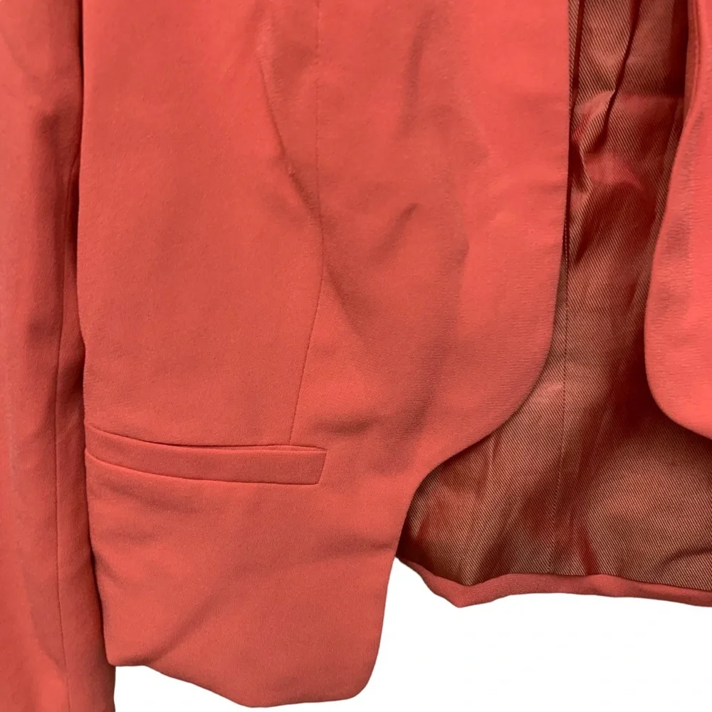 Aryn K Coral Cropped Open Front Blazer Lightweight Jacket